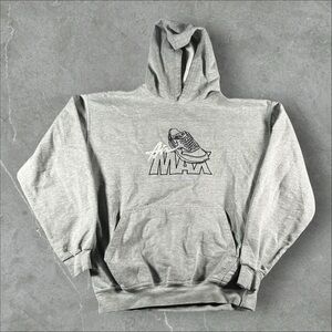 Vintage Nike Hoodie Men XL Grey Y2K Air Max Shoe Center Logo Swoosh 2000s Skater